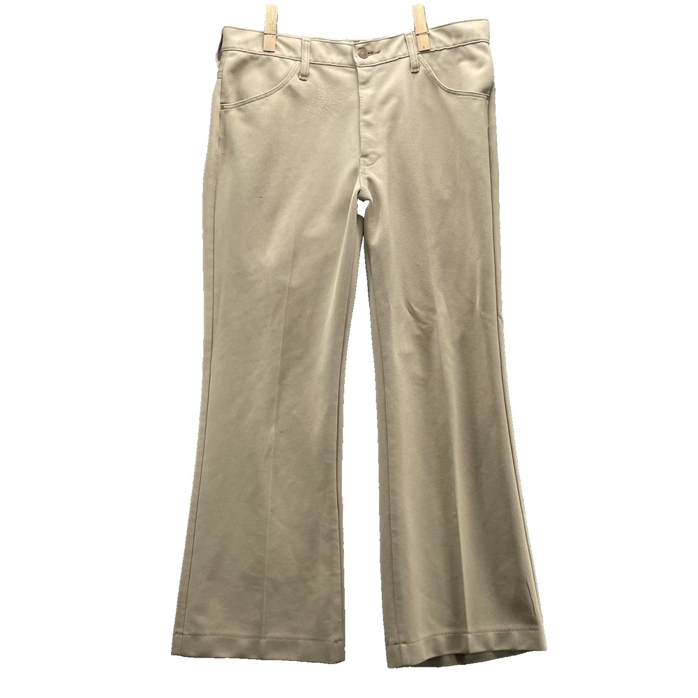 Vintage Farah Trouser Flare Pant Men's 34x29* Khaki 70's Disco Academia Business